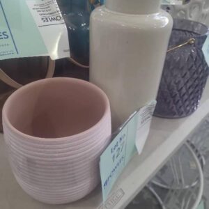 EX HIRE, PAIR OF PINK VASES, SOLD AS IS
