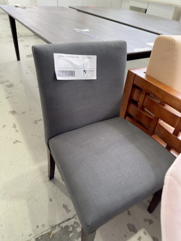 EX HIRE GREY UPHOLSTERED CHAIR, SOLD AS IS