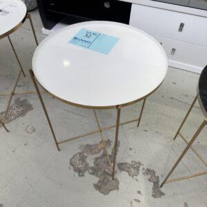EX HIRE WHITE & GOLD SIDE TABLE