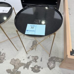 EX HIRE BLACK & GOLD SIDE TABLE SOLD AS IS