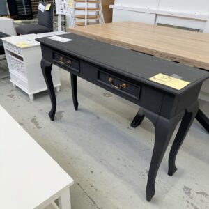 EX STAGING FURNITURE, BLACK TIMBER HALL TABLE, SOLD AS IS