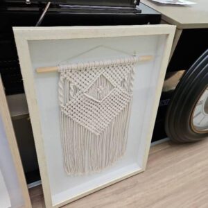 EX STAGING FURNITURE, MACRAME ARTWORK, SOLD AS IS
