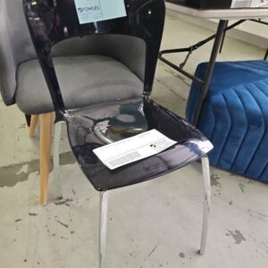 EX STAGING -BLACK ACRYLIC CHAIR, SOLD AS IS