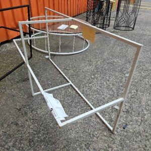 EX HIRE - WHITE  METAL COFFEE TABLE BASE, SOLD AS IS **NO TOPS,SOLD AS IS**