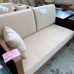 NEW 2 SEATER TIMBER FRAMED PATIO COUCH, SOLD AS IS