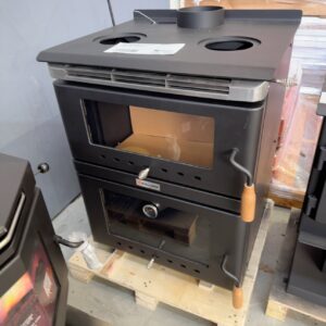SCANDIA KALORA KAF50 WOOD FIRED HEATER, WITH LARGE BAKERS OVEN, HEATS UP TO 200M2, 3 MONTH WARRANTY KAF50-23-0058, **CARTON DAMAGED STOCK, MARKS OR DENTS, SOLD AS IS**