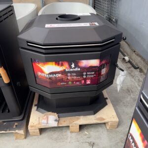 SCANDIA SUPREMACY 200 WOOD FIRED HEATER,HEATS UP TO 200M2, BAY WINDOW DESIGN, SCSP200-23-0001 **CARTON DAMAGED STOCK, MARKS OR DENTS, SOLD AS IS**