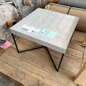 NEW GREY SIDE TABLE, SOLD AS IS
