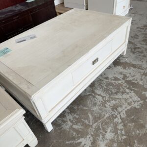 NEW LARGE WHITE COFFEE TABLE, SOLD AS IS
