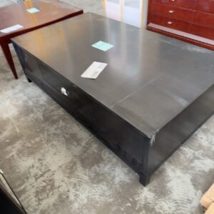 NEW LARGE DARK TIMBER RECTANGLE COFFEE TABLE, SOLD AS IS