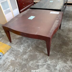 NEW LARGE DARK TIMBER SQUARE COFFEE TABLE, SOLD AS IS