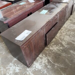 NEW DARK TIMBER TV UNIT, SOLD AS IS