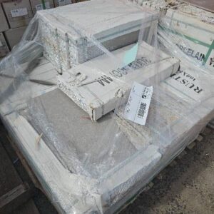 PALLET OF TAUPE PORCELAIN TILE 298MM X 600MM, 28 BOXES PLUS 1 EXTRA BOX OF WHITE TILE