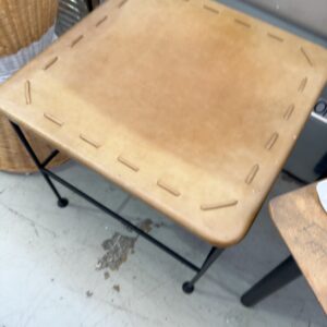 EX STAGING FURNITURE - LEATHER SIDE TABLE, SOLD AS IS