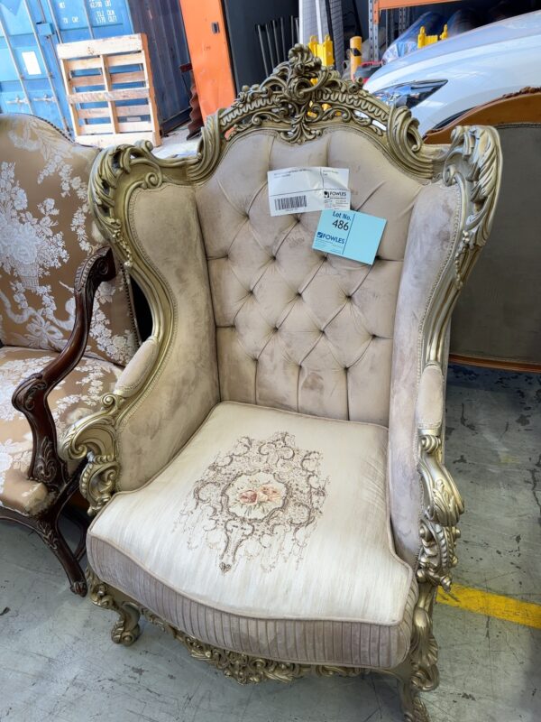 NEW REPRODUCTION FRENCH ANTIQUE STYLE ORNATE ARM CHAIR