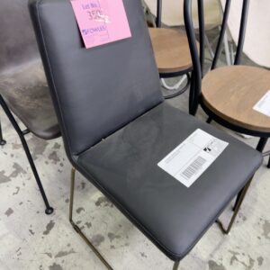 EX STAGING FURNITURE, BLACK DINING CHAIR WITH GOLD LEGS, SOLD AS IS