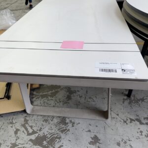 EX STAGING FURNITURE - WHITE OUTDOOR DINING TABLE, SOLD AS IS