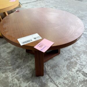 EX HIRE, WALNUT ROUND DINING TABLE, SOLD AS IS