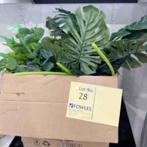 EX STAGING -BOX OF ASSORTED ARTIFICIAL PLANTS, SOLD AS IS