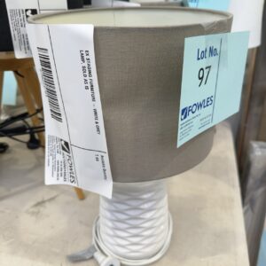 EX STAGING FURNITURE - WHITE & GREY LAMP, SOLD AS IS