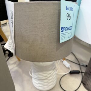 EX STAGING FURNITURE - GREY & WHITE LAMP, SOLD AS IS