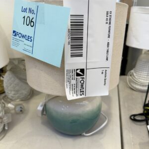 EX STAGING FURNITURE - AQUA TABLE LAMP, SOLD AS IS