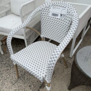 EX HIRE FRENCH CAFE CHAIR, GREY/WHITE SOLD AS IS