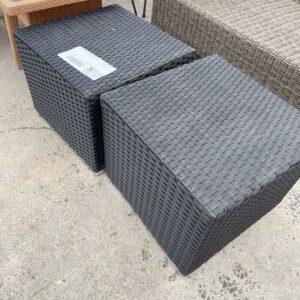 EX HIRE CHARCOAL CUBE SIDE TABLE, SOLD AS IS
