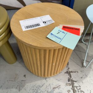 EX HIRE FLUTED OAK SIDE TABLE, SOLD AS IS