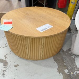 EX HIRE FLUTED OAK COFFEE TABLE, SOLD AS IS