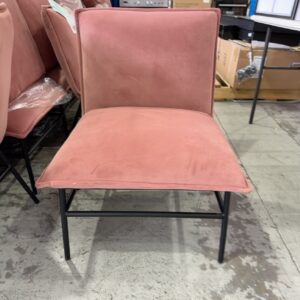 EX HIRE BLUSH PINK VELVET CHAIR, SOLD AS IS