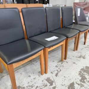EX DISPLAY JINDALEE BLACK LEATHER & MARRI TIMBER DINING CHAIR SOLD AS IS