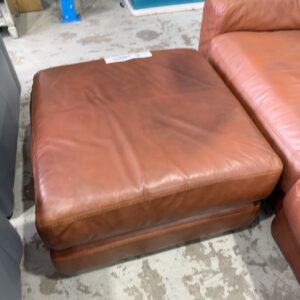 EX DISPLAY TAN LEATHER OTTOMAN, MARKS ON LEATHER, SOLD AS IS