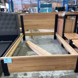 EX DISPLAY COWEN MESSMATE TIMBER QUEEN BED, SOLD AS IS