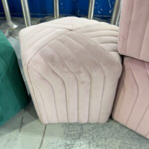 EX STAGING - PINK VELVET OTTOMAN, SOLD AS IS