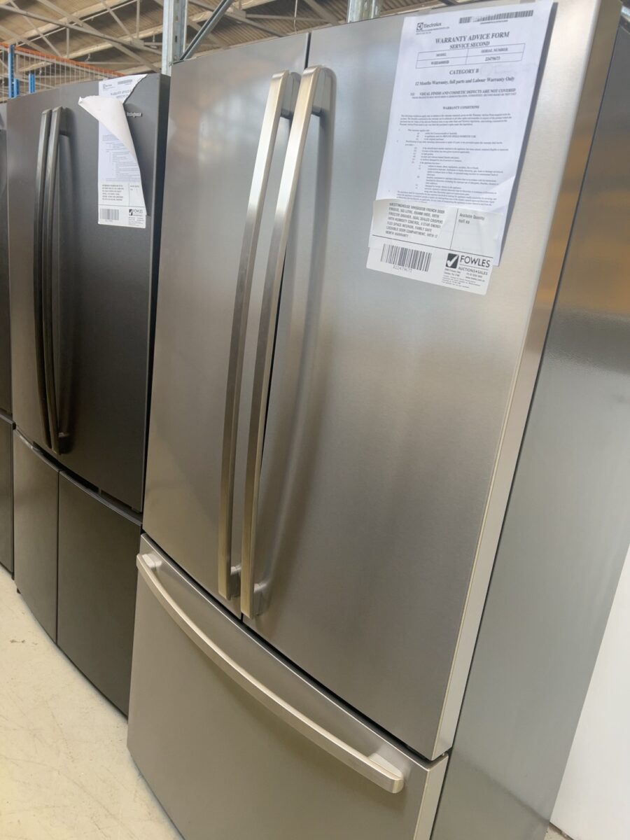 WESTINGHOUSE WHE6000SB FRENCH DOOR FRIDGE, 565 LITRE, 896MM WIDE, WITH FREEZER DRAWER, DUAL SEALED CRISPERS WITH HUMIDITY CONTROL, 4 STAR ENERGY, FLEX SPACE INTERIOR, FAMILY SAFE LOCKABLE DOOR COMPARTMENT, WITH 12 MONTH WARRANTY