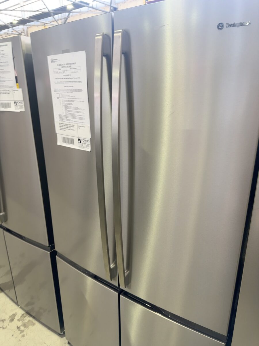 WESTINGHOUSE WQE6000SB S/STEEL FRENCH DOOR FRIDGE WITH DOUBLE DOOR FREEZER, 896MM WIDE TO FIT 900MM CAVITY, FINGERPRINT RESISTANT, LARGE INTERIOR, 12 MONTH WARRANTY