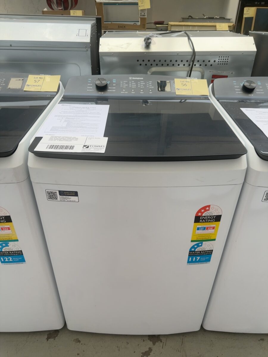 WESTINGHOUSE WWT8084J7WA, 8KG EASYCARE TOP LOAD WASHING MACHINE, EASY TO USE CONTROLS, EVERYDAY FAST WASH PROGRAMS, DURABLE SOFT CLOSE GLASS LID, 12 MONTH WARRANTY
