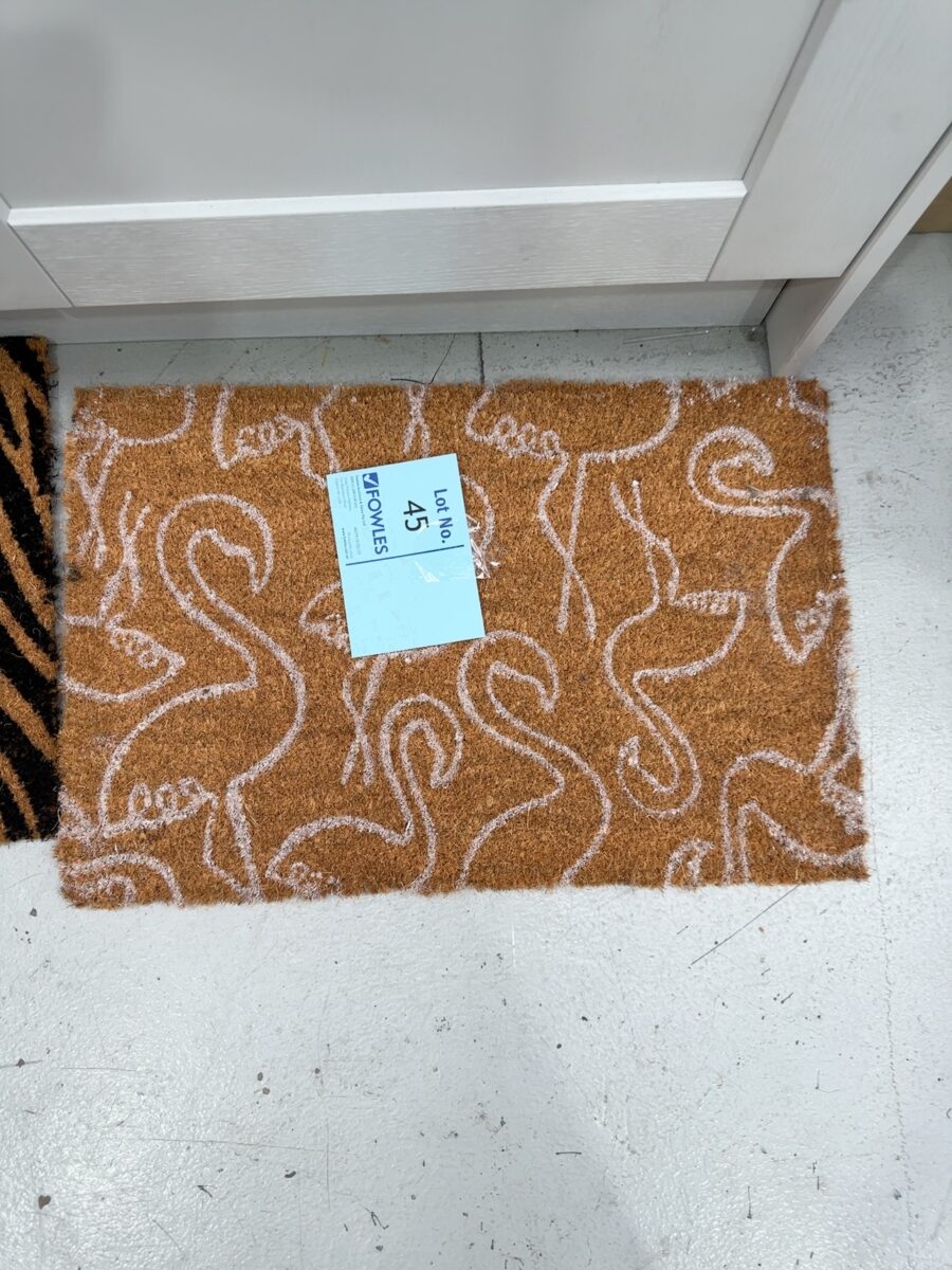 NEW 600MM X 400MM DOOR MAT - NATURAL WHITE FLAMINGO PRINT