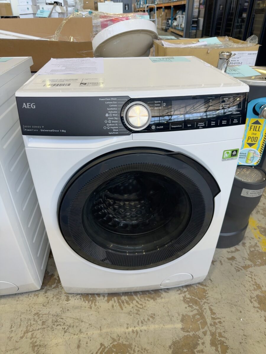 AEG LF8584M8O 8KG 8000 SERIES FRONT LOAD WASHING MACHINE, UNIVERSALDOSE SYSTEM, 5 STAR ENERGY 4.5 STAR WATER, POWERCARE PREMIX DETERGENT SYSTEM, WOOL CERTIFIED, HYGIENE OPTIONS, PRECISE WASH SYSTEM, 12 MONTH WARRANTY