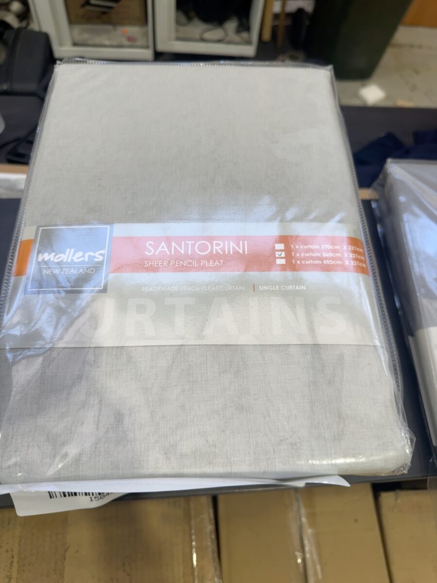 NEW SANTORINI SHEER PENCIL PLEAT CURTAIN, ASH 360CM X 221CM