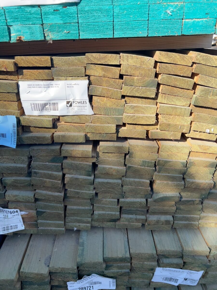 100X25 H4 SAWN CCA TREATED PINE-198/4.8 (THIS PACK IS AGED STOCK AND SOLD AS IS)