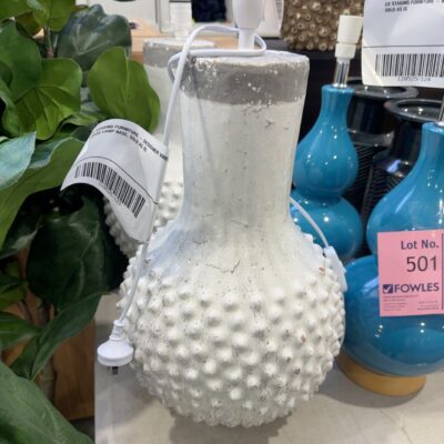 EX STAGING FURNITURE - DESIGNER WHITE LARGE LAMP BASE, SOLD AS IS