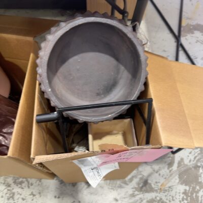 EX STAGING FURNITURE - BOX OF ASSORTED DECORATOR ITEMS, SOLD AS IS