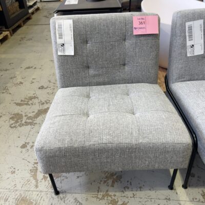EX STAGING FURNITURE - GREY ARMLESS CHAIR, SOLD AS IS