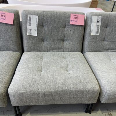 EX STAGING FURNITURE - GREY ARMLESS CHAIR, SOLD AS IS