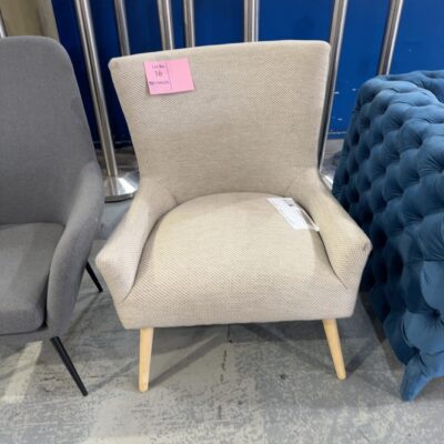 EX STAGING FURNITURE - GREY ARMCHAIR, SOLD AS IS