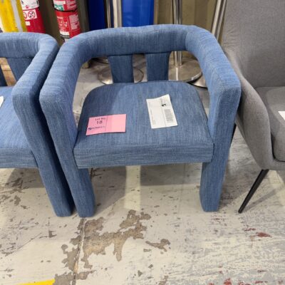 EX STAGING FURNITURE - BLUE ARMCHAIR, SOLD AS IS