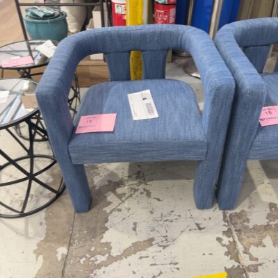EX STAGING FURNITURE - BLUE ARMCHAIR, SOLD AS IS