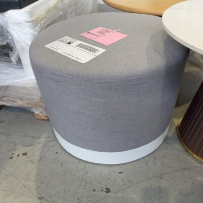 EX STAGING - GREY ROUND OTTOMAN